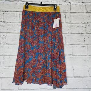 LuLaRoe Lola Skirt Womens Size Medium Pull On A Line Colorful Knee Length